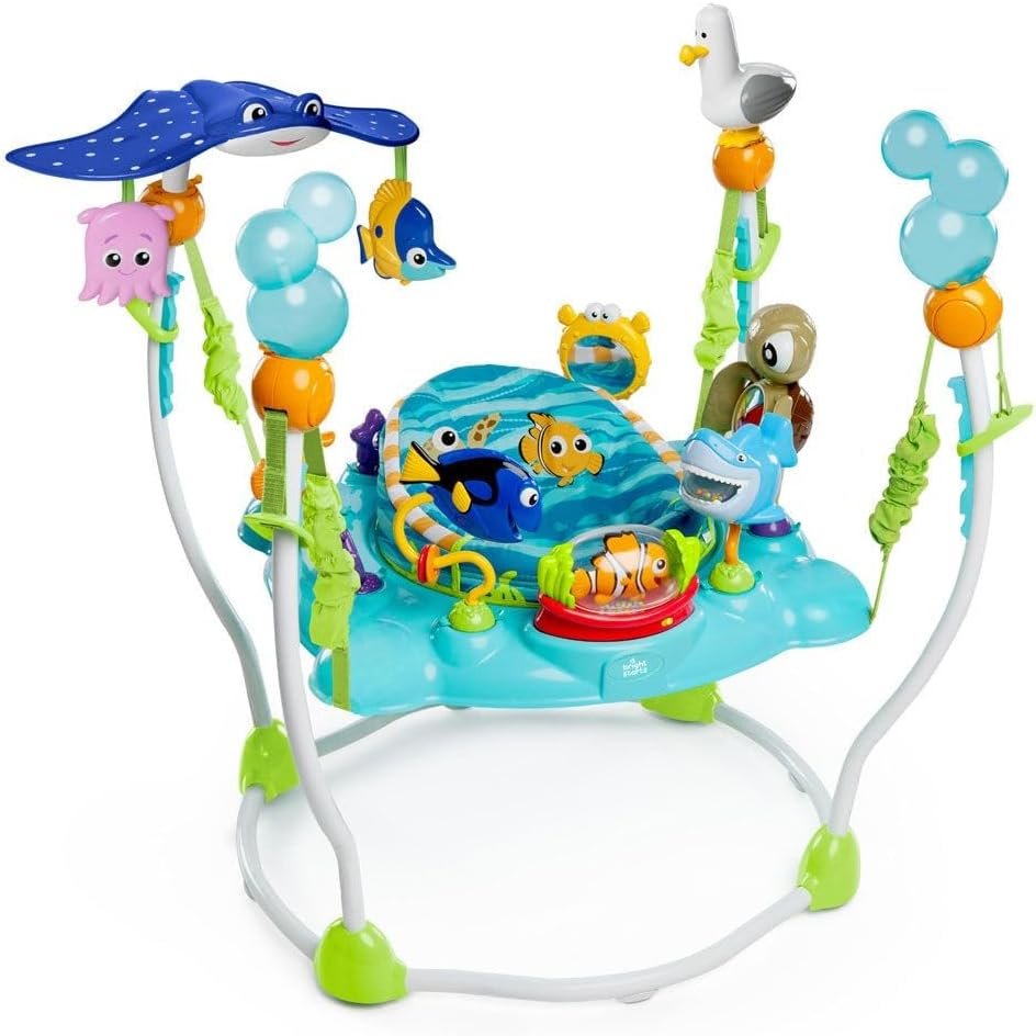Bright Starts Disney Baby Finding Nemo Sea of Activities Baby Activity Center Jumper with Interactive Toys, Lights, Songs  Sounds, 6-12 Months (Blue)
