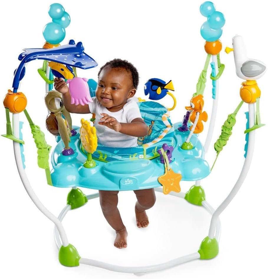 Bright Starts Disney Baby Finding Nemo Sea of Activities Baby Activity Center Jumper with Interactive Toys, Lights, Songs  Sounds, 6-12 Months (Blue)