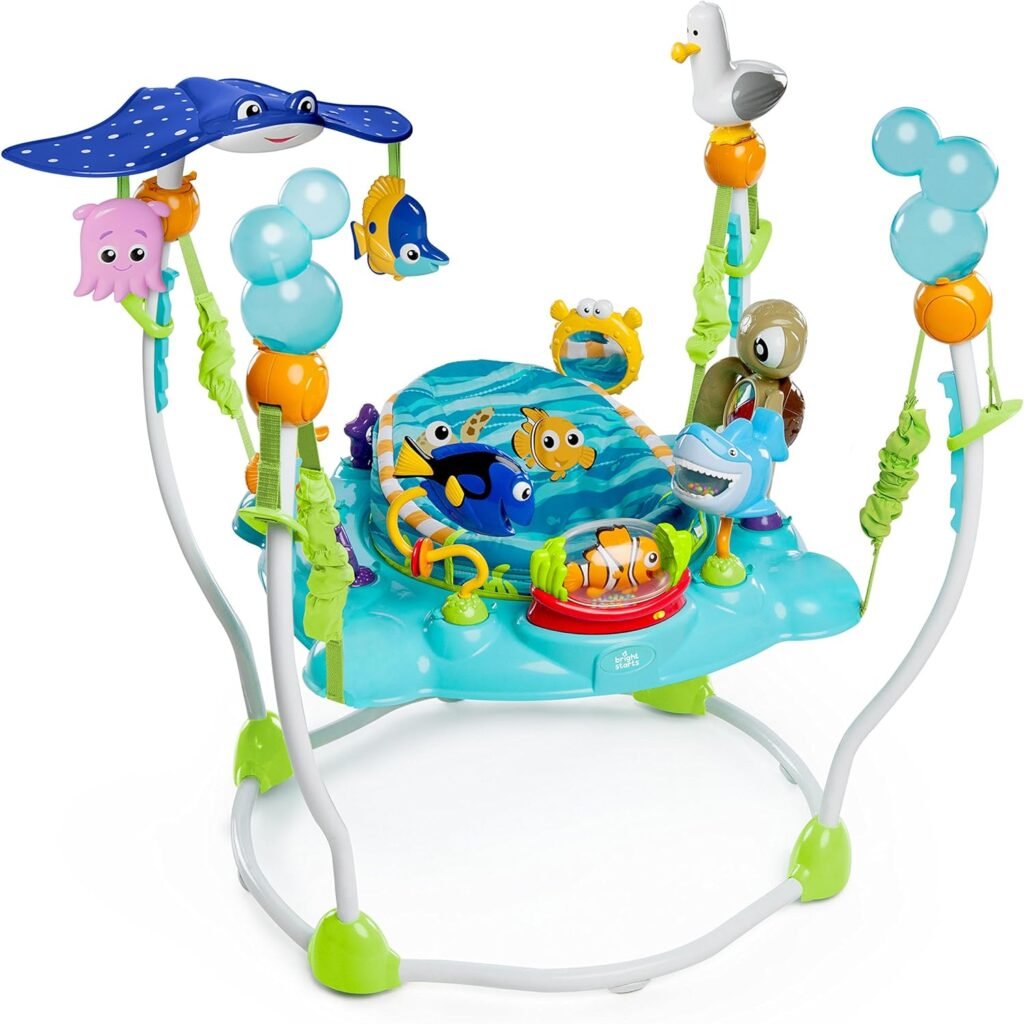 Bright Starts Disney Baby Finding Nemo Sea of Activities Baby Activity Center Jumper with Interactive Toys, Lights, Songs  Sounds, 6-12 Months (Blue)
