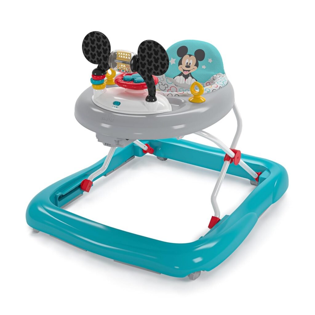 Bright Starts Disney Baby Minnie Mouse Forever Besties 2-in-1 Baby Activity Walker - Easy Fold Frame and Removable -Toy Station, 6 Months and up