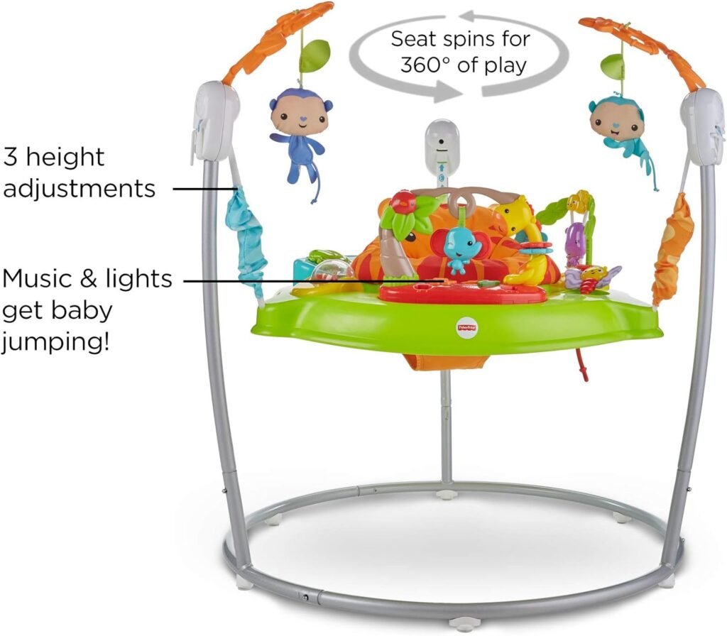 Fisher-Price Baby Tiger Time Jumperoo, Infant Activity Center with Music, Lights, Sounds, and Early Learning