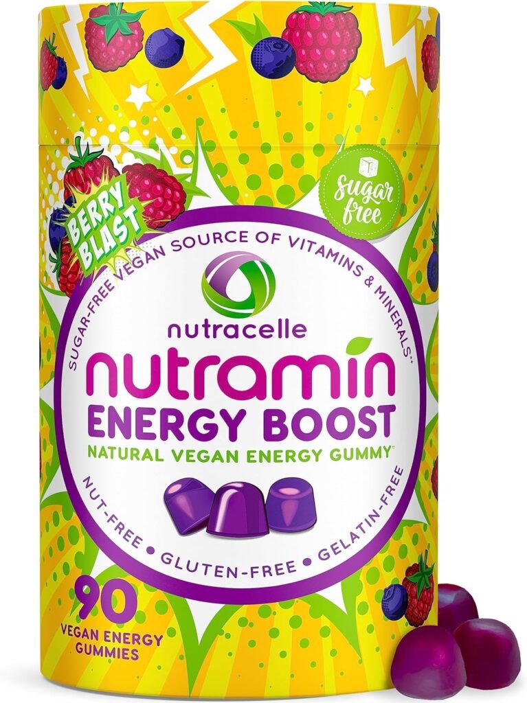 Nutracelle NUTRAMIN Energy Boost Vitamin Gummy - Skip The Coffee  Boost Your Energy, Caffeine-Free, Sugar-Free, Vegan, B12, Green Tea, Ashwagandha, Garcinia Cambogia, Raspberry Adaptogen - 90 ct