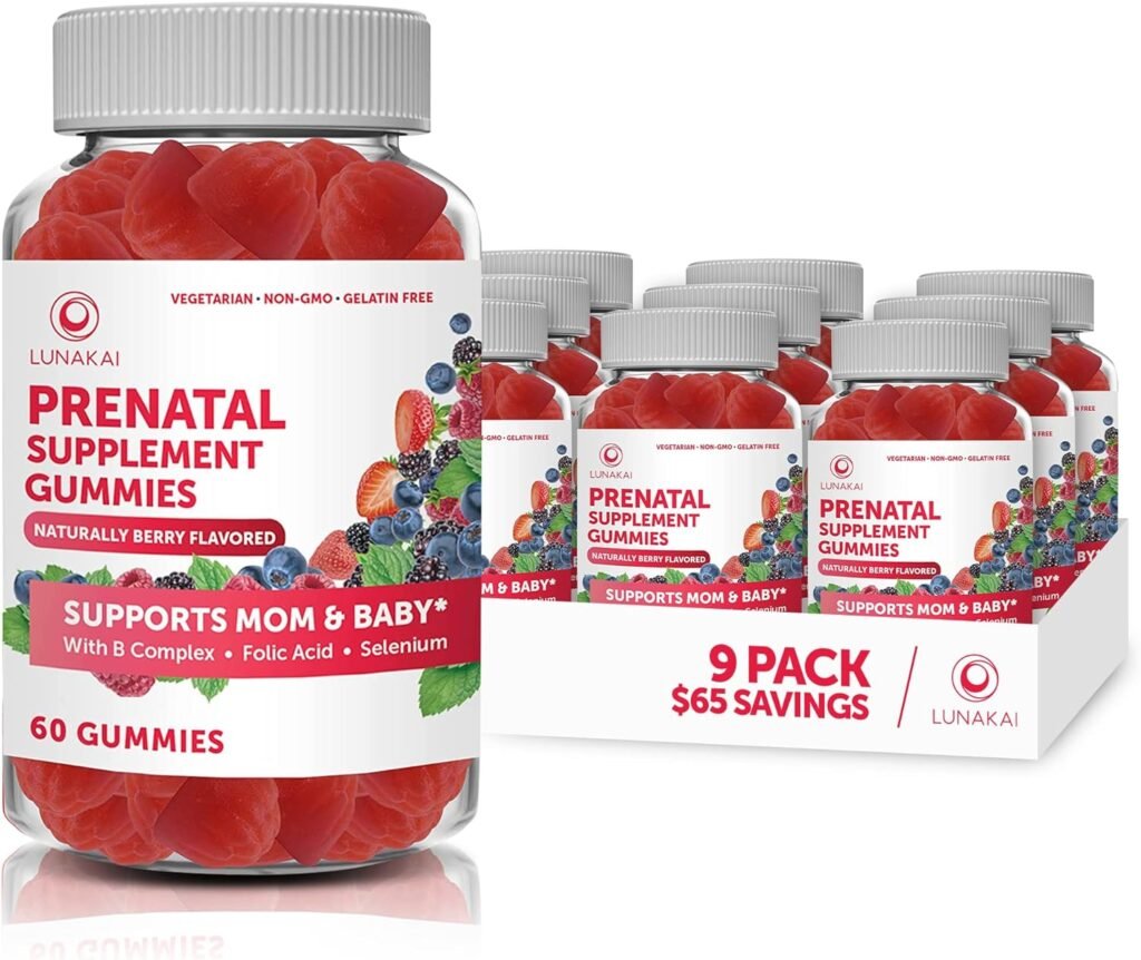 Prenatal Vitamins for Women with Iron  Folic Acid - Tastiest Proprietary Formula - Daily Pregnancy Multivitamin with VIT.A,B Complex, C,D,E,Zinc - Non-GMO Prenatal Vitamin Gummies for Women, 9 Pack